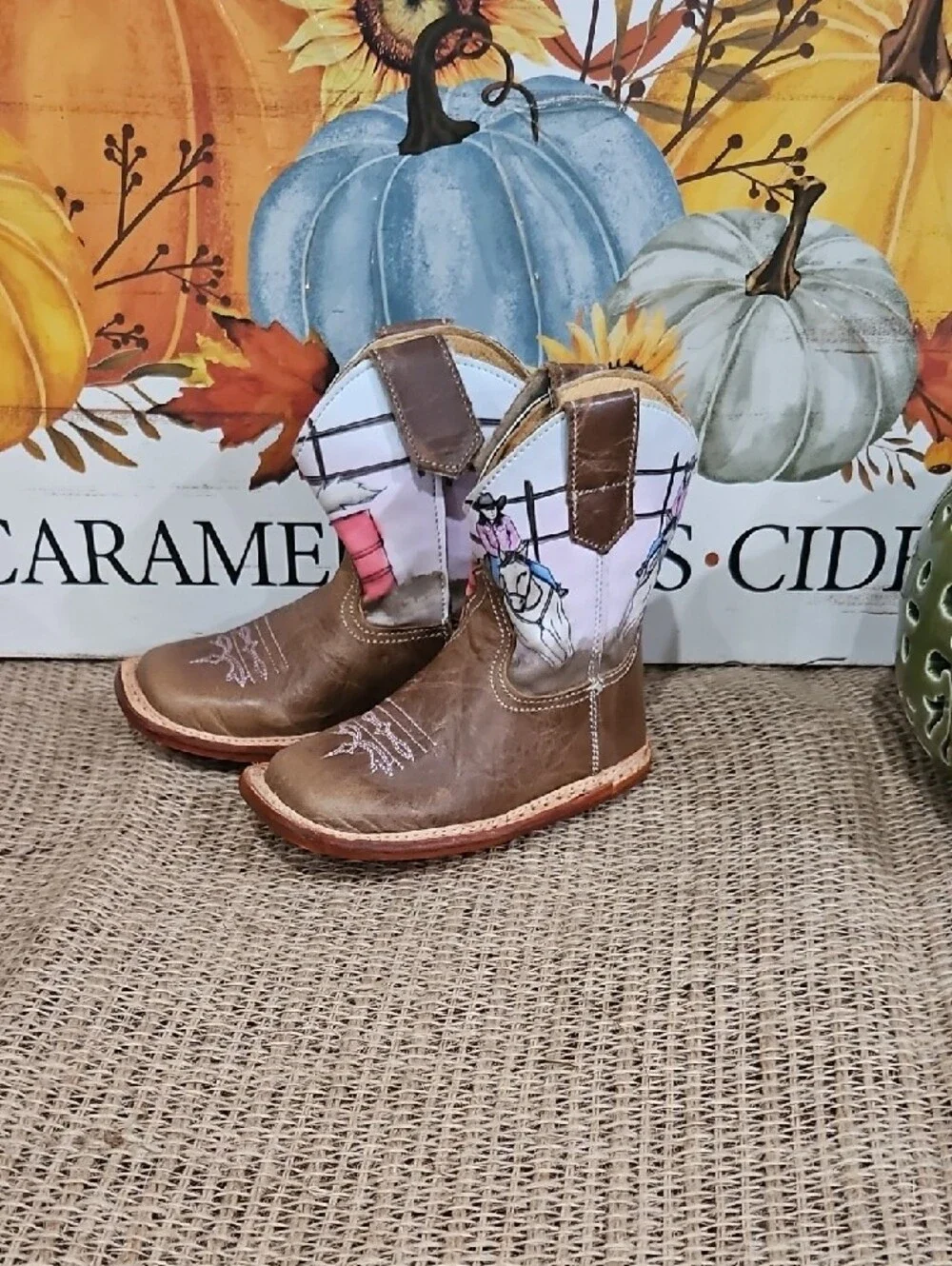 Roper Cowbabies Girls Brown Leather Western Boots Sz 2 Baby 👢